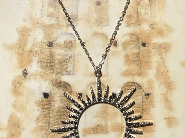 Hematite Cosmic Blast Necklace with art