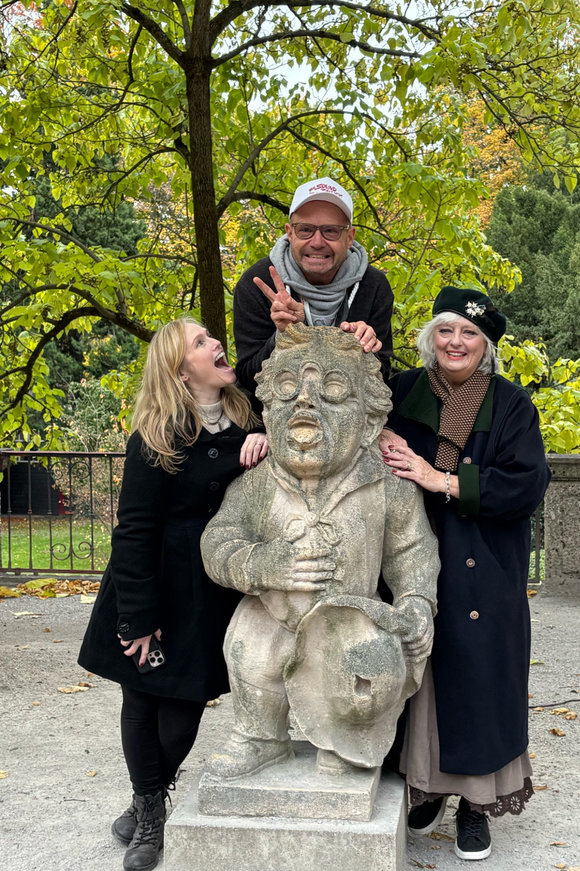 The gnome we patted on the head in the movie can still be found in Maribel Gardens.