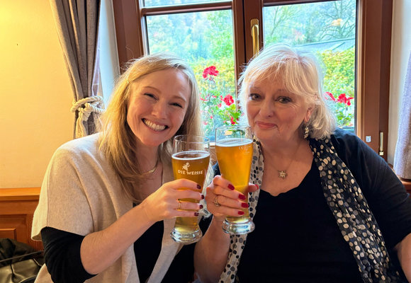 Delightful alpine chalet lunch with my daughter Becca.