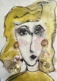 Blush Pink & Tanzanite Double Dot earrings ♥ AC Art