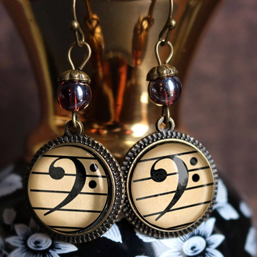 Bass Clef Earrings + AC art ♥