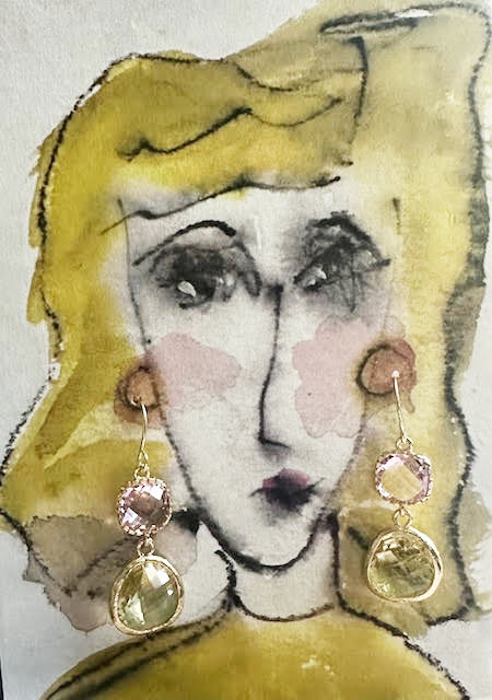 Blush Pink & Tanzanite Double Dot earrings ♥ AC Art