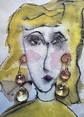 Pink & Citrine earrings ♥ AC Art